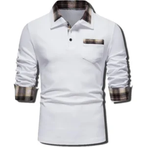 Polo Homme de sport – Manches longues – Blanc
